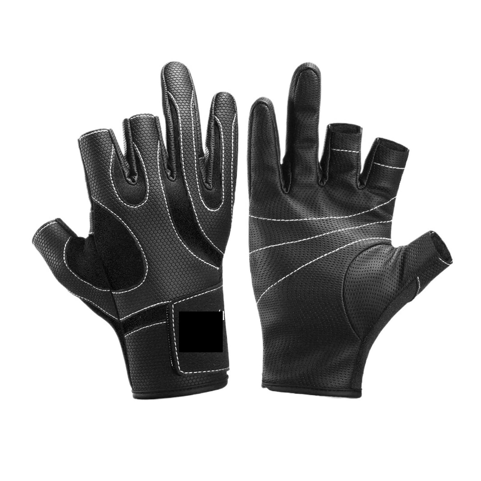Angeln Fingerlose 3 Finger Cut Handschuh Leder Widerstand Handschuhe Camping Wandern Werkzeug für Angeln