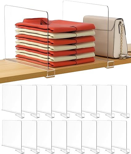 Miniatura 14 de HBlife Paquete de 6 separadores de estantes grises, organizador vertical de bolso para armario, perfecto para suéteres, camisas, bolsos