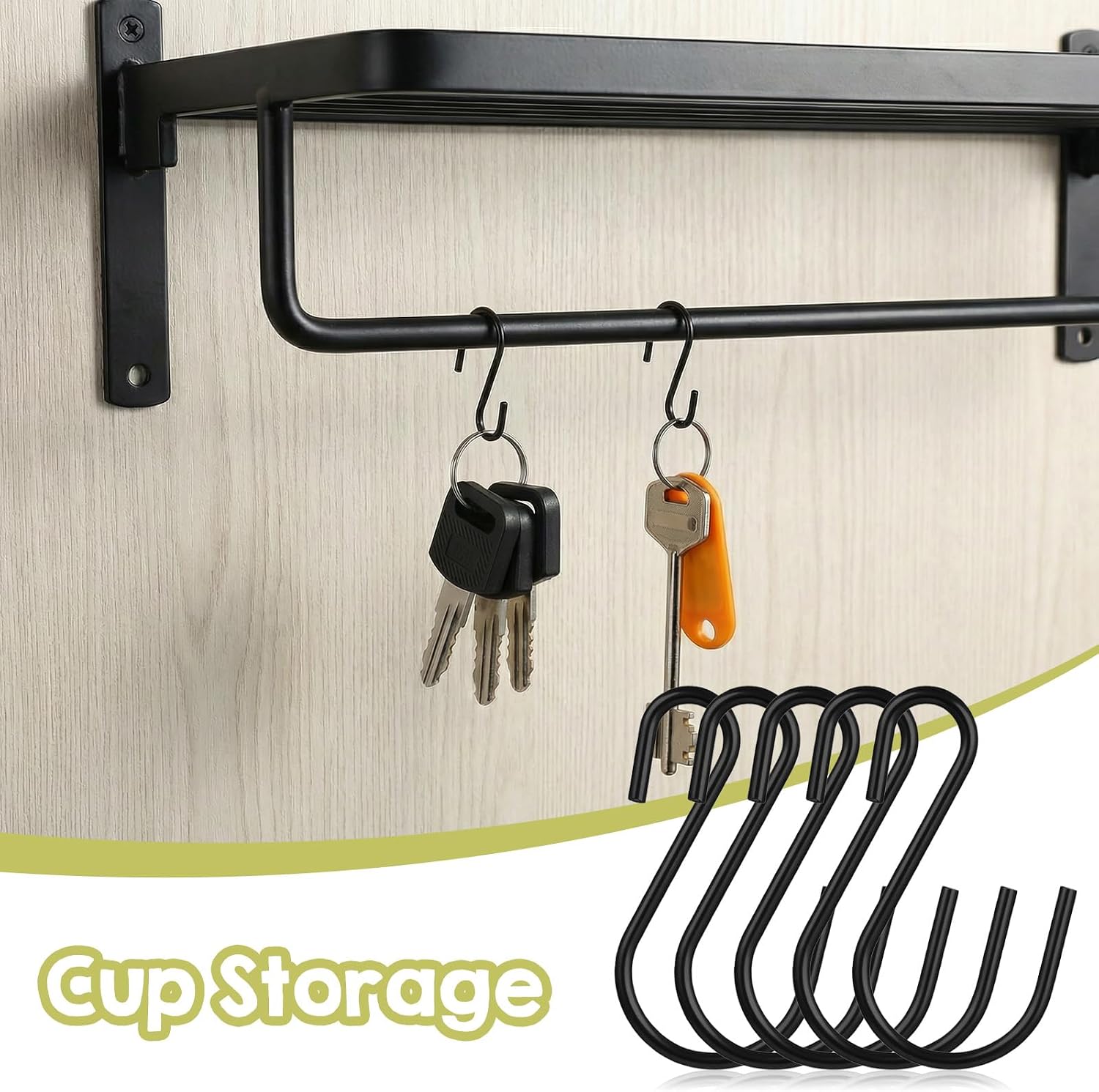 60 Pcs Small S Hooks for Hanging,S Hooks 1 Inch,Small Hook for Hanging,Metal Mini Ornament Storage Hangers for Accessories,Jewelry,Keychains,Plants,and More,Black