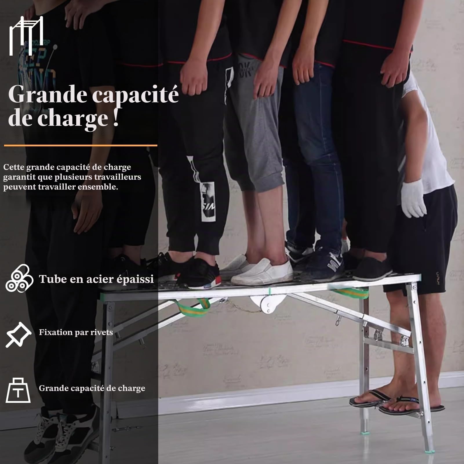 Plateforme de Travail Échafaudages pour Taille de Haies avec Pieds Réglables, Plateforme Industrielle Pliable pour Escalier, Échafaudages D'ingénierie pour Le Lavage de Véhicules(100x30cm(39 3/8"x11 3