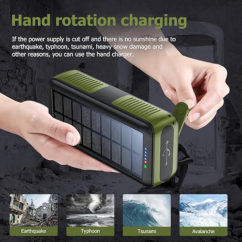Miniatura 3 de Cargador solar de 63200 mAh, cargador portátil con salidas dobles y entradas duales, 4 linternas LED, batería de carga rápida para equipo de