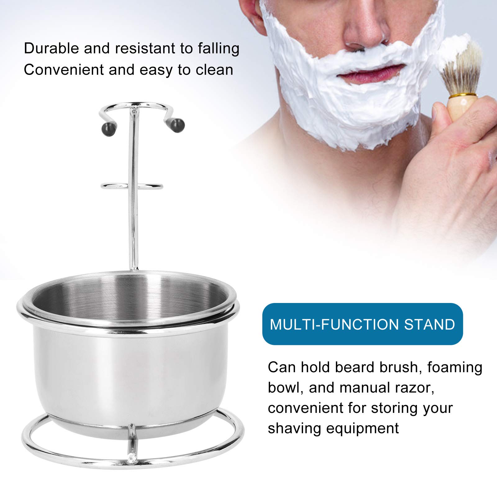 Supporto per Pennello da Barba con Ciotola per Sapone, Rasoi di Sicurezza in Acciaio inossidabile Set Porta Pennello da Barba Kit da Barba per Toelettatura per Uomo