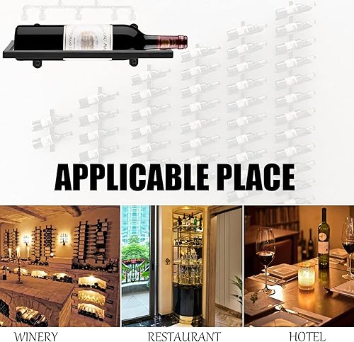 Miniatura 6 de Estante para vino montado en la pared, soporte organizador de exhibición de botellas de vino de pared, soporte organizador de exhibición de botellas