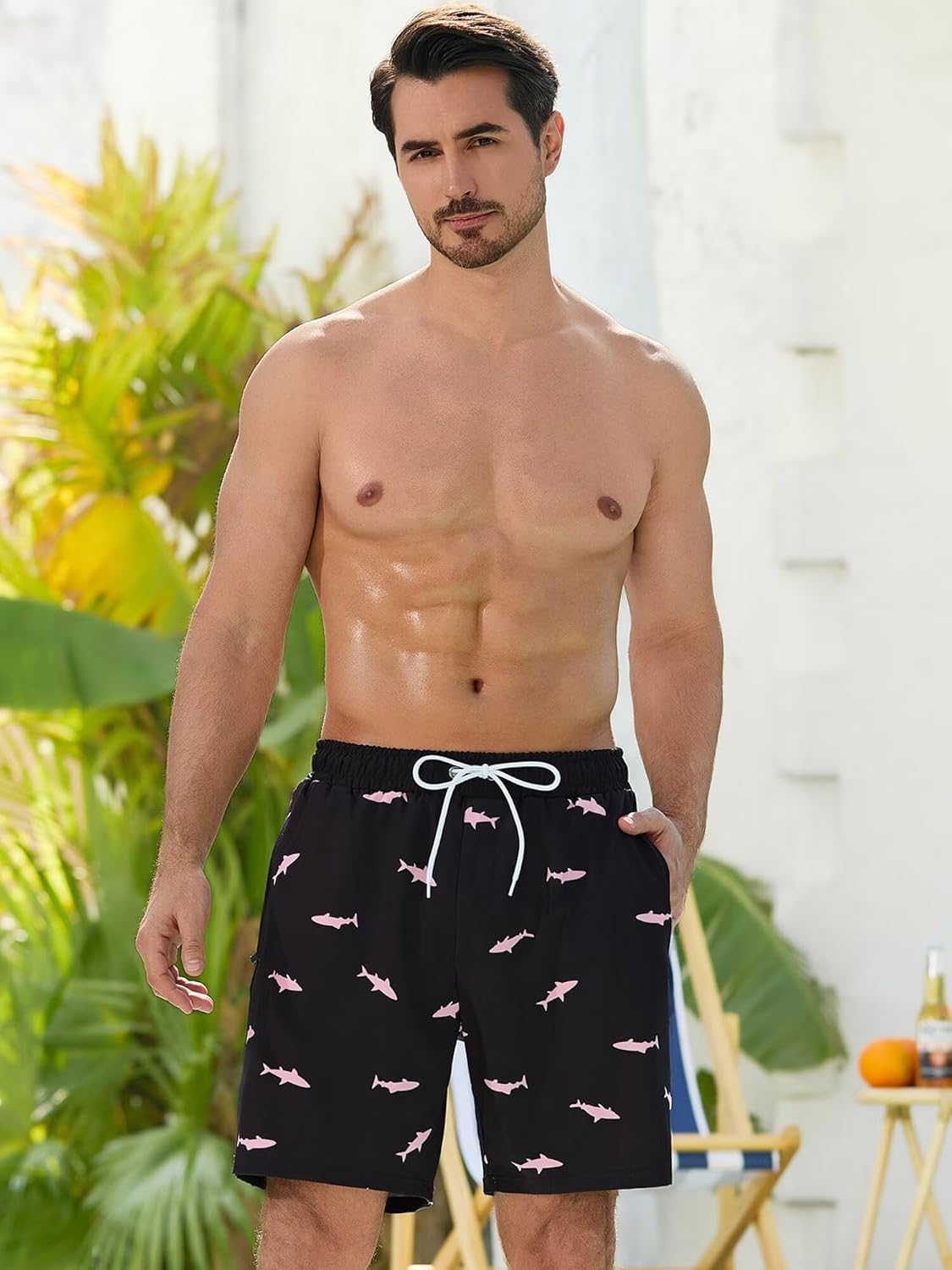 SILKWORLD Mens Swim Trunks Quick Dry Swimming Shorts with Compression Liner and Zipper Pockets - Image 3