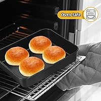 Vista 7 de TeamFar Sartén para lasaña, 9.4 x 7 x 2 pulgadas de acero inoxidable para hornear horneado profundo para horno tostador, sartén rectangular de Negro