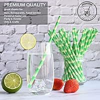 Vista 3 de [1000 unidades] Pajitas de papel de bambú verde para beber, 7.75 x 0.24 pulgadas, 100% biodegradables