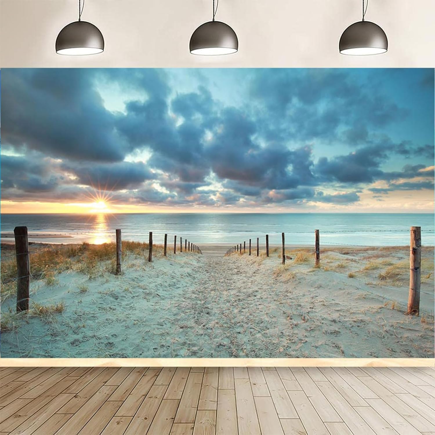 Summer Beach Backdrop, Hawaii Sun Blue Sky Ocean Photo Backdrop, Wedding Party Decoration Birthday Backdrop Studio Photo Booth Props 12X10FT