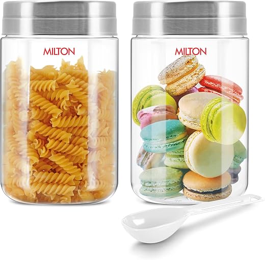 MILTON Steel Seal 1000 Airtight Food Grade Modular Plastic Container | BPA Free, Stackable &amp; Transparent | Wide Mouth with...