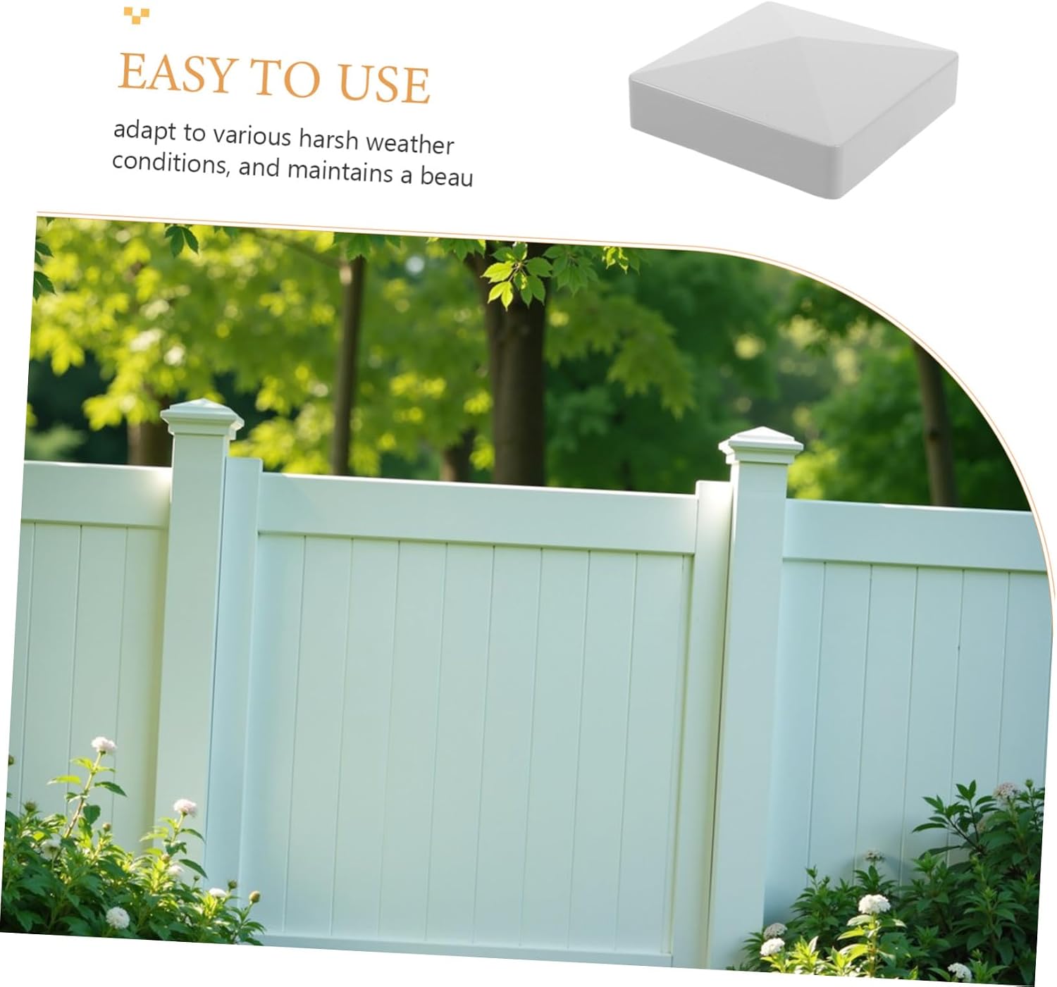 Garneck 4pcs PVC Pyramid Post Caps for Fence Posts and Decks, Flat Top Structure with Pressure Fit Installation, Decorative and Secure Protective Covers for Outdoor Docks and Mailboxes