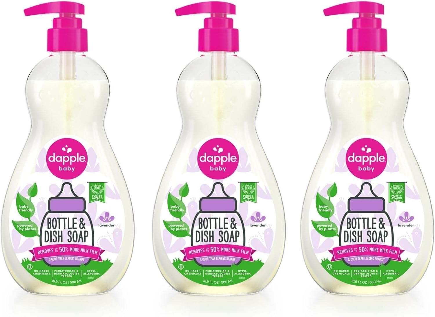 DAPPLE Baby Bottle and Dish Liquid, Lavender Liquid Soap, Baby Dish Soap, Baby Dish Liquid