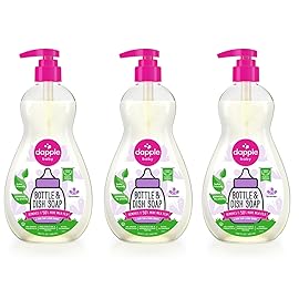 Dapple Baby Bottle Soap, Hypoallergenic Dish Soap for Baby Bottles, Powered by Plants, Lavender, 16.9 Fl Oz (Pack of 3)
