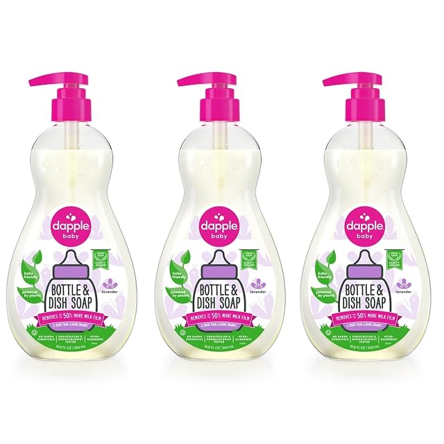 Dapple Baby Bottle Soap Hypoallergenic Dish Soap for Baby Bottles Powered by Plants Lavender 16 9 Fl Oz