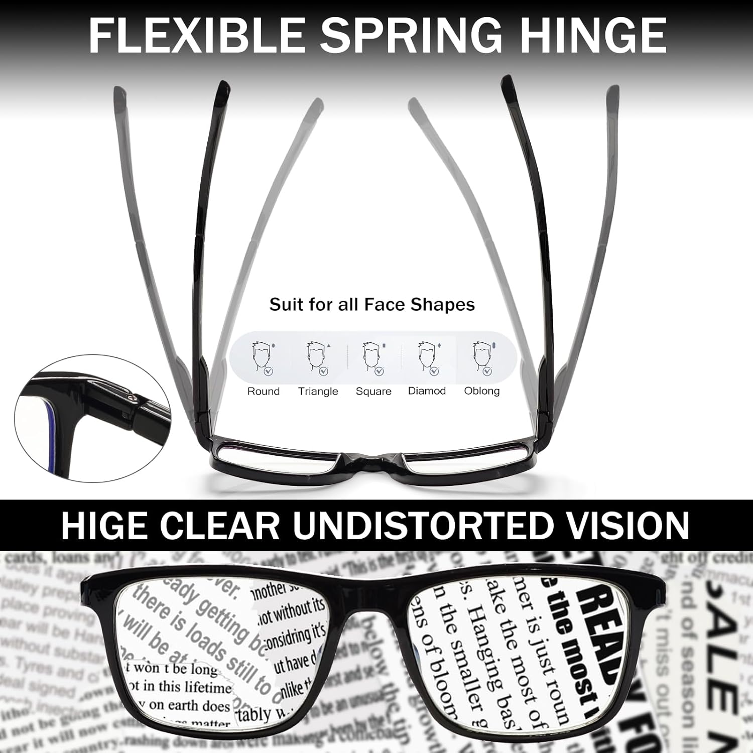 5 Pack Reading Glasses Blue Light Blocking Oversized Readers for Men Women Computer Eyeglasses Spring Hinge - Image 3