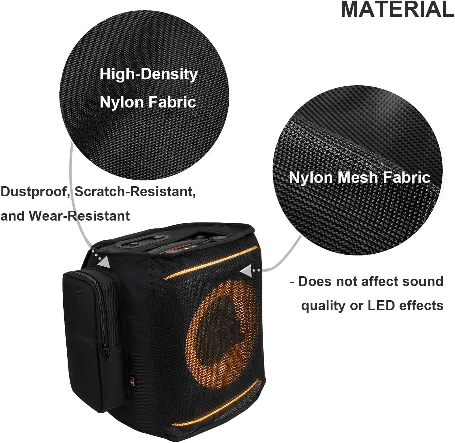 Speaker Dust Cover Case Compatible with JBL Partybox Encore 2, Portable Speaker Protective Mesh Storage Bag Sleeve with Side Pocket - Image 3
