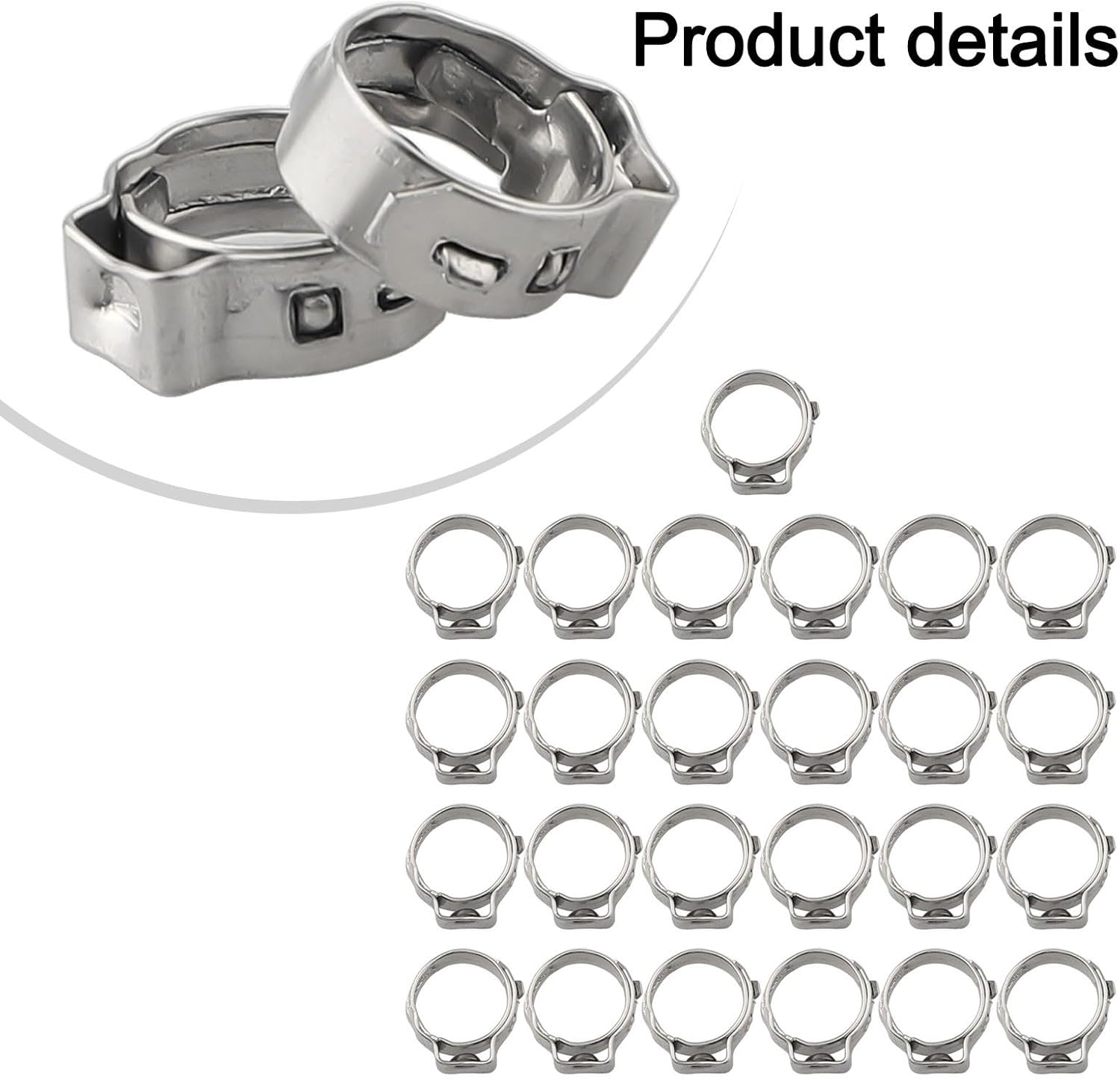 25 Pcs Stainless Steel Hose Clamps Single Ear Stainless Steel Hose Clamps Ensure Airtight Seal