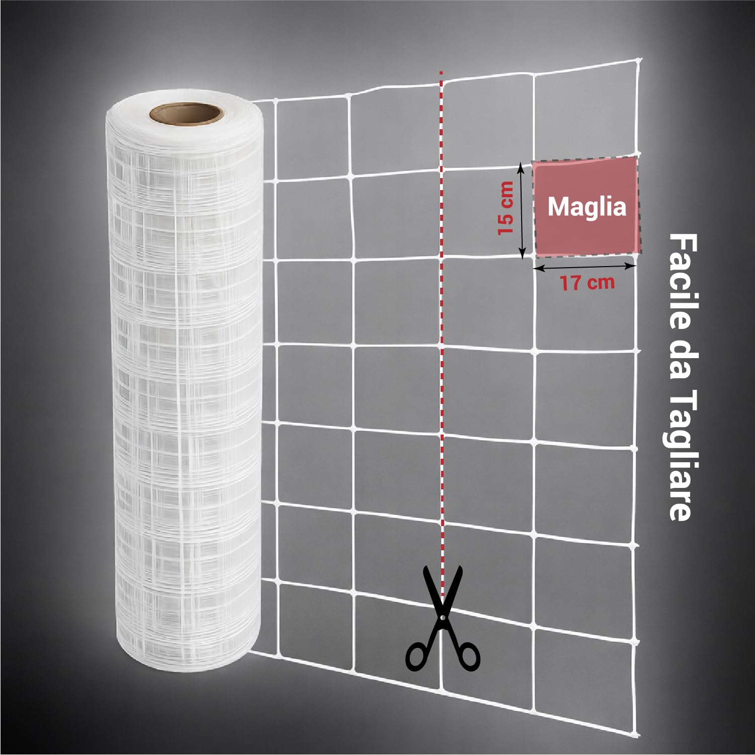 Crisalide Filet pour jardin et plantes grimpantes professionnel – Maille résistante en polyéthylène pour jardin, serre et culture agricole – Différentes dimensions (1,7 x 500 mètres)