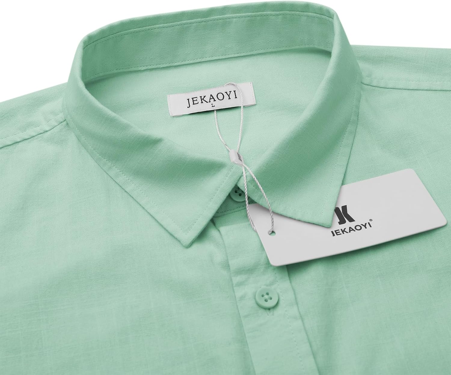 Button Down Short Sleeve Linen Shirts for Men Summer Casual Cotton Spread Collar Beach Shirts - Image 3