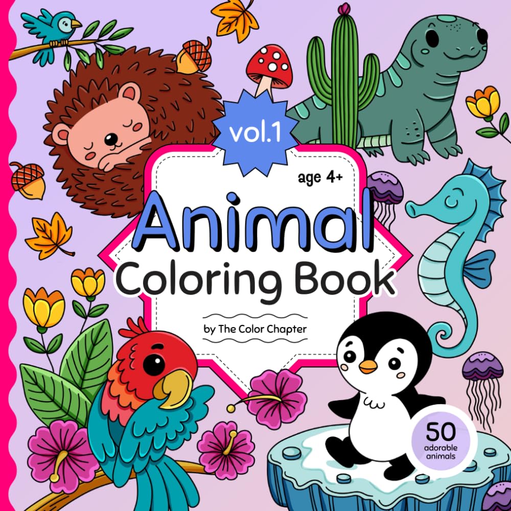 Animal Coloring Book with Fun Facts: Vol.1 (ages 4+)