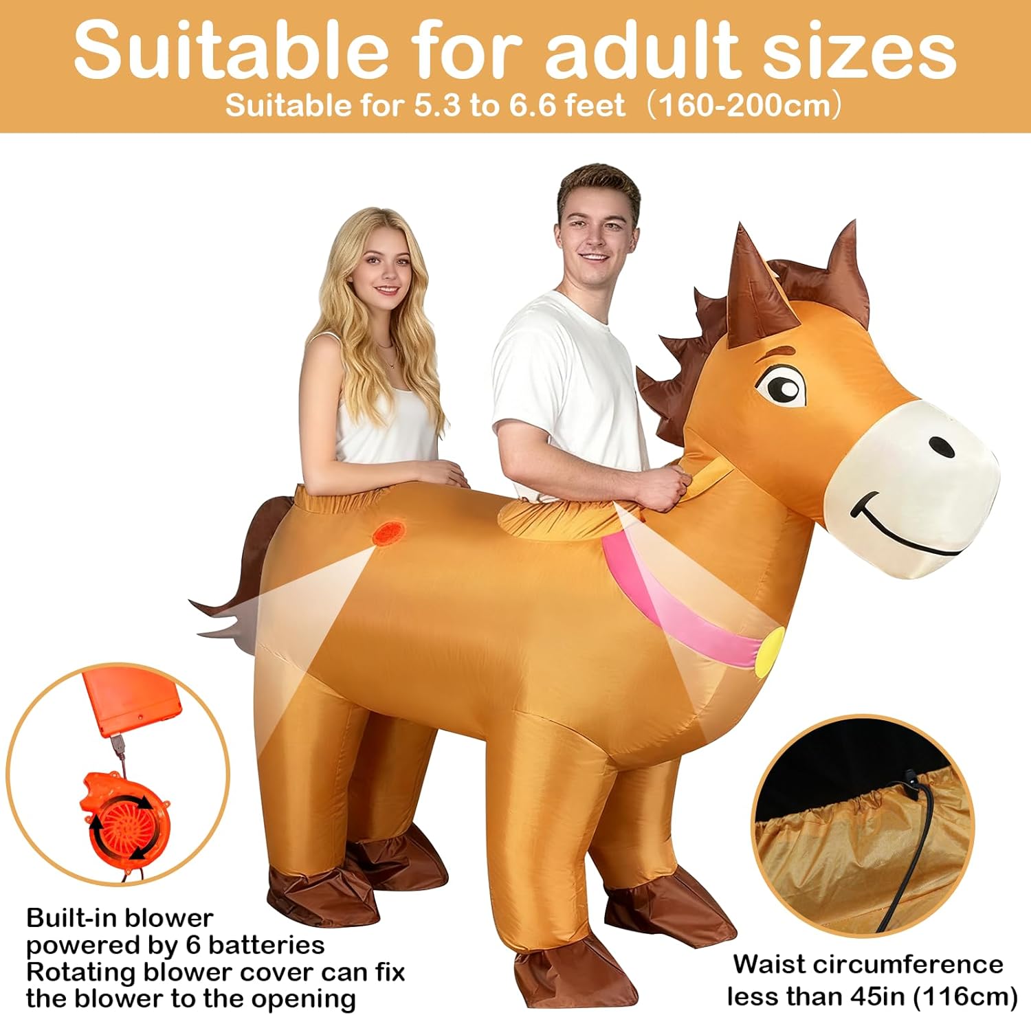 Couple Inflatable Horse Costume for Adult Valentine Blow Up Costumes 2 People Funny for Men Women Cosplay
