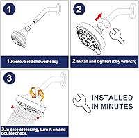 Vista 6 de HOPOPRO Upgraded 9 Settings High Pressure Shower Head, NBC News Recommended Brand Fixed Showerhead Adjustable Bathroom Showerhead Multi-functional