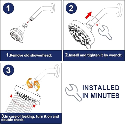 Miniatura 6 de HOPOPRO NBC News - Cabezal de ducha de alta presión mejorado con 9 ajustes, cabezal de ducha fijo ajustable, cabezal de ducha multifuncional para