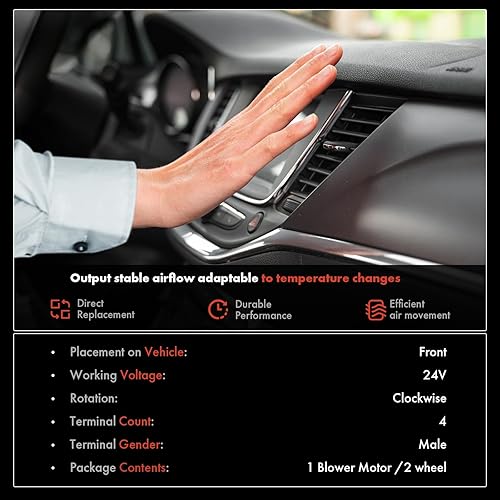 Miniatura 2 de A-Premium Conjunto de resistencia y motor del ventilador del calentador HVAC 24V, lado delantero, repuesto # 008-B45-02, 008B4502