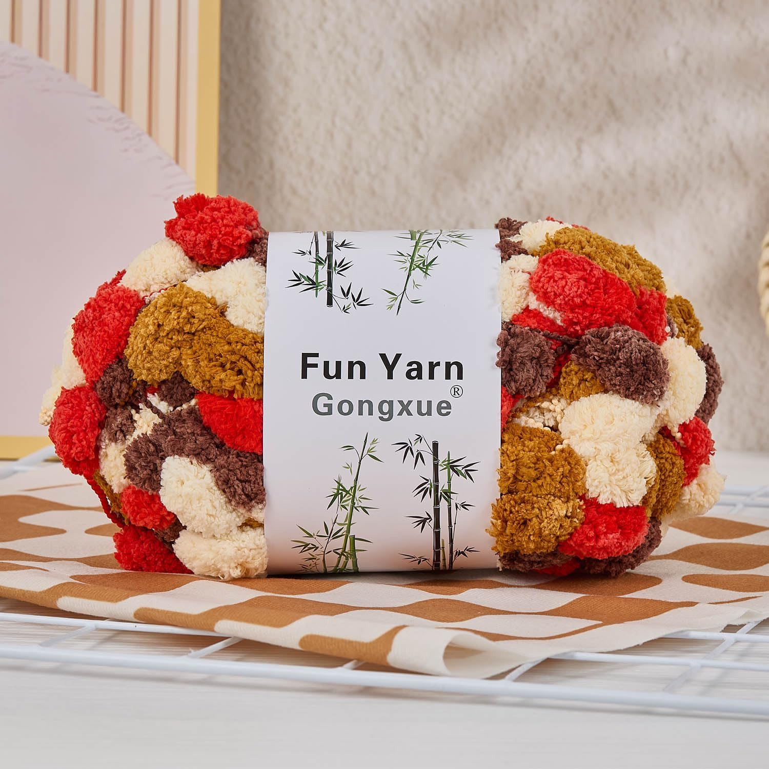 4 Balls Pomp-A-Doodle Yarn,100% Polyester Jelly Bean POM-POM Ball Yarn for Crochet Knitting Blanket Mat Pet Nest 600g (Mystery Manor) image 4