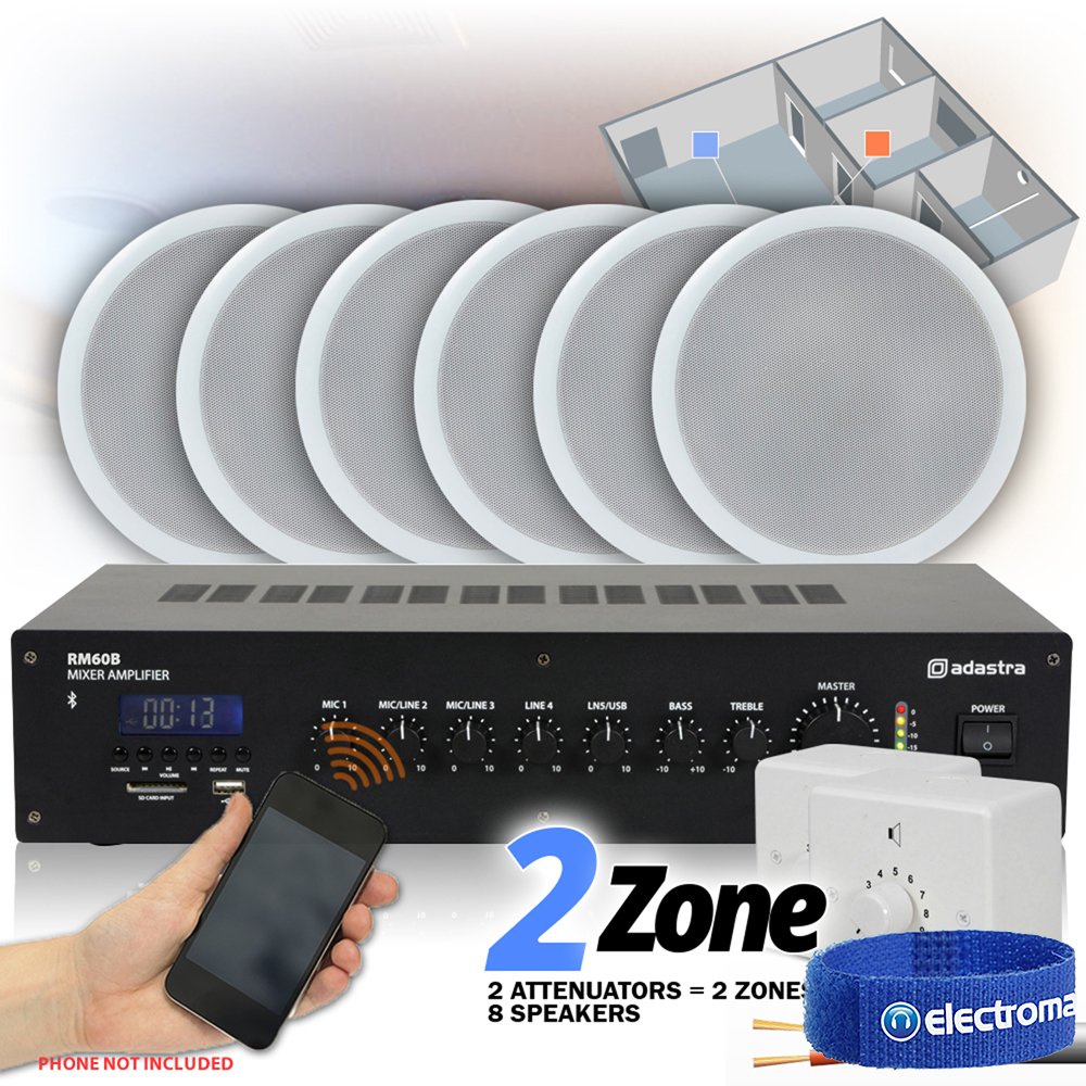Power Dynamics 100V Line Multizone Speaker and Amplifier PA System Set