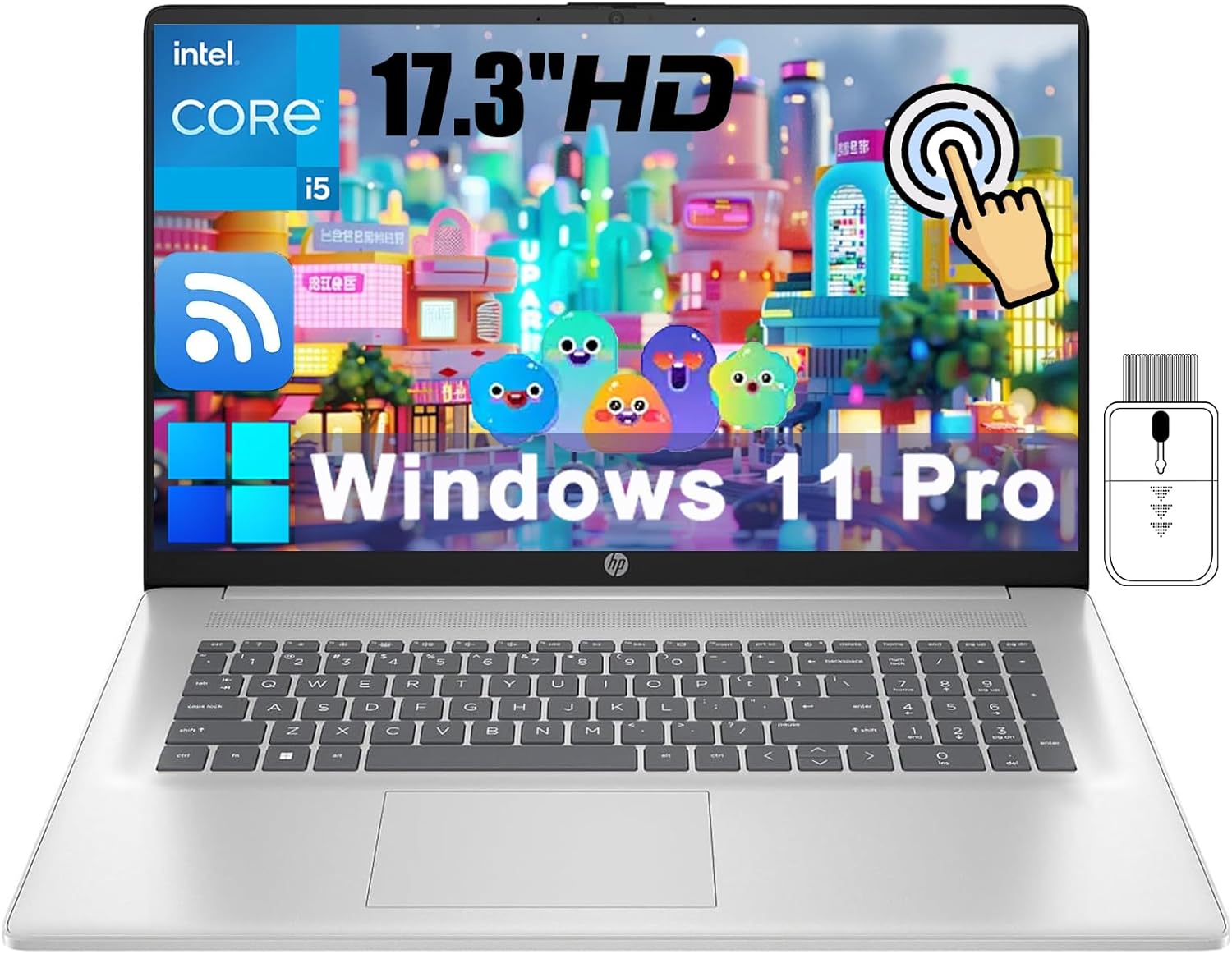 HP 2025 17 inch Business Laptop, 17.3″ HD+ Touchscreen, Intel Core i5-1334U, Intel Graphics, 32GB RAM 1TB SSD, Webcam, Numeric Keypad, Wi-Fi 6, HDMI, USB, Windows 11 Pro, Silver w/Accessory HP 2025 17 inch Business Laptop, 17.3″ HD+ Touchscreen, Intel Core i5-1334U, Intel Graphics, 32GB RAM 1TB SSD, Webcam, Numeric Keypad, Wi-Fi 6, HDMI, USB, Windows 11 Pro, Silver w/Accessory