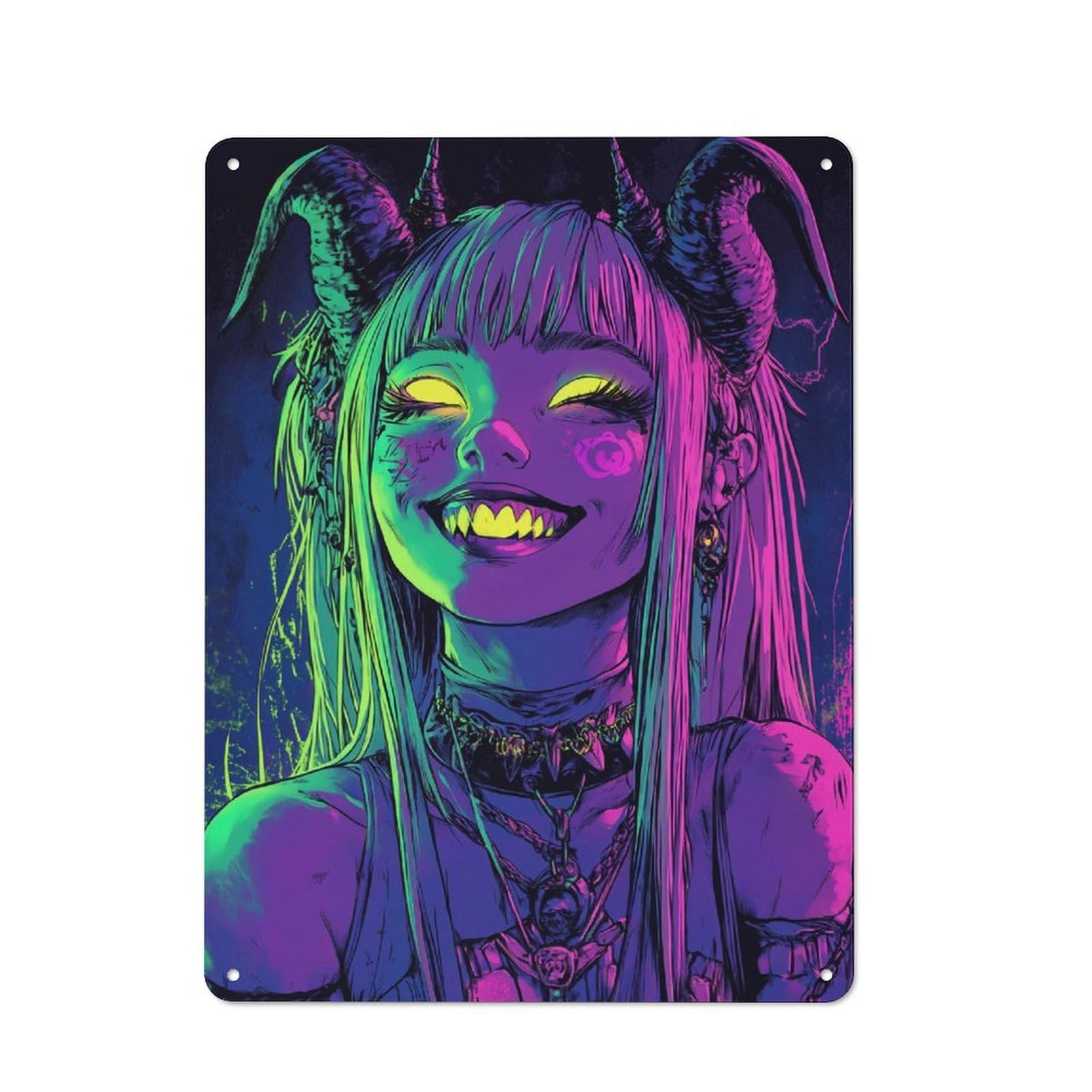 Junmoney Girls Style-11 Neon Demon Metal Gift Sign 40X30cm, Decorative Room Wall Plaque For Bedroom, Kitchen, Office Or Living Room