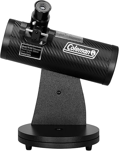 Coleman AstroWatch D76mm x 11.811 in Newtonian Reflector Telescope (15x-150x) - Acabado de fibra de carbono
