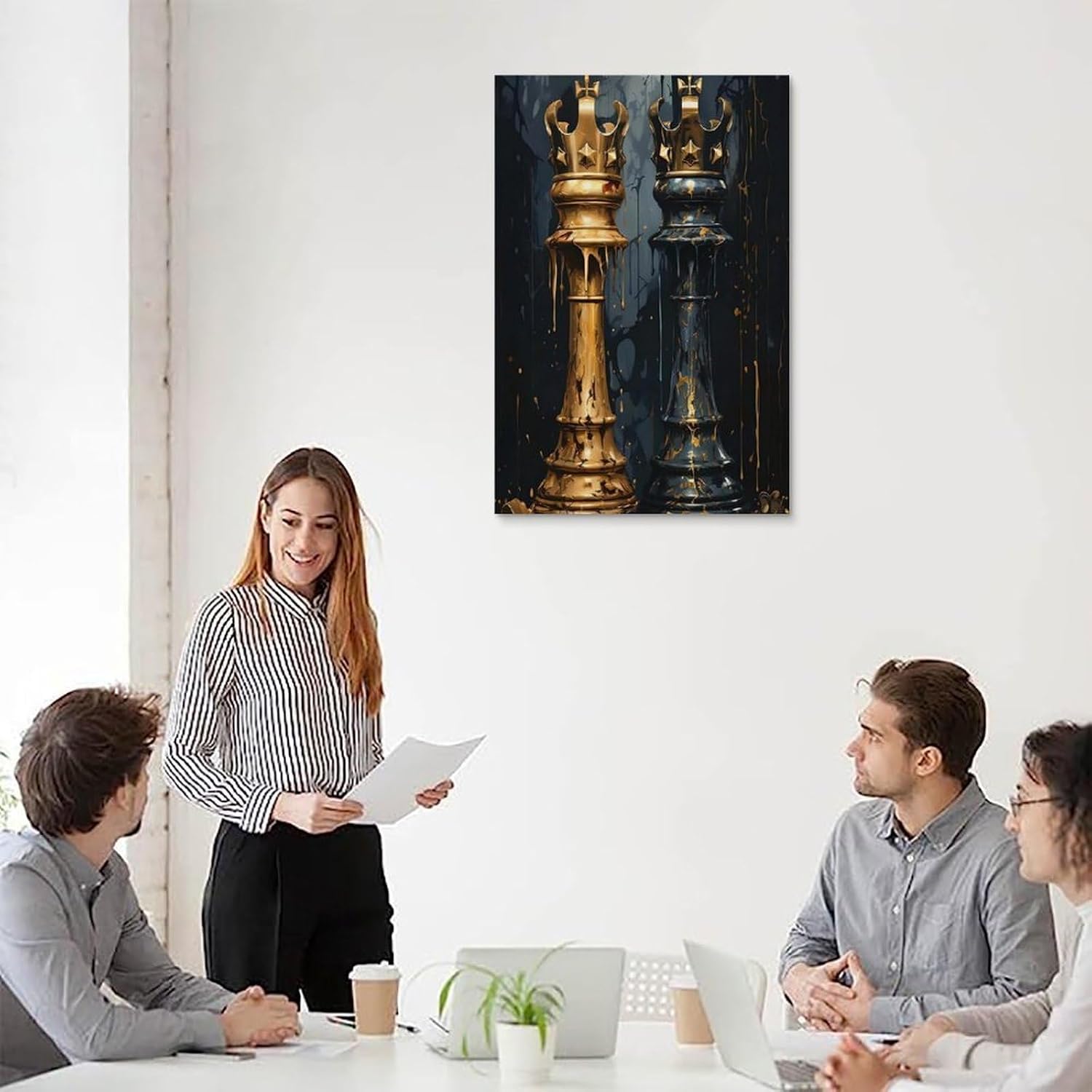 Black & Gold King Chess Pieces Canvas Art Print 08x12inch Unframe-style image 5