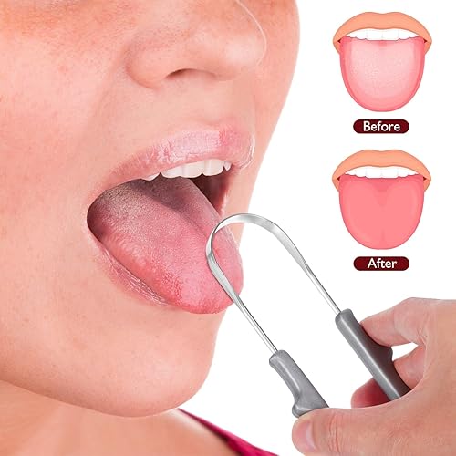 Miniatura 6 de Healifty Paquete de 4 raspadores de lengua con limpiador de lengua en forma de U, raspador de lengua de acero inoxidable para adultos, raspadores de