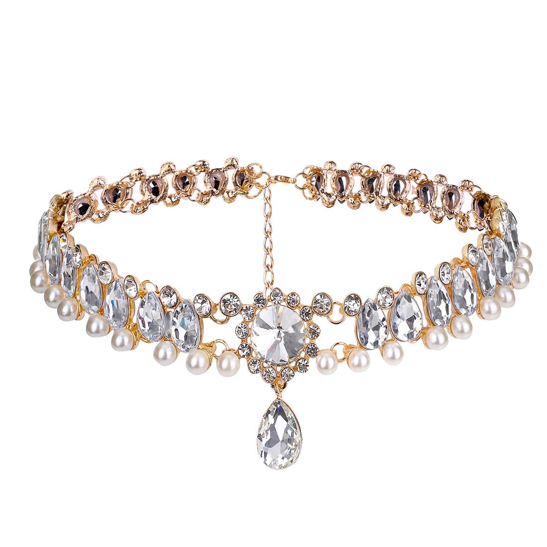 Yellow Chimes Necklace for Women and Girls Fashion Gold Choker Necklace for Women Western | Gold Toned Wide Rhinestone Choker Necklace| Birthday Gift for Girls & Women Anniversary Gift for Wife (B081SQPVXC) Amazon Price History, Amazon Price Tracker