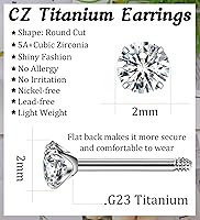 Vista 69 de G23 Titanium Earrings 5A+Cubic Zirconia Flat Back Stud Earrings 14K Gold Hypoallergenic Nap Earrings 2-5MM Tiny Handmade Cartilage Stud Earrings for