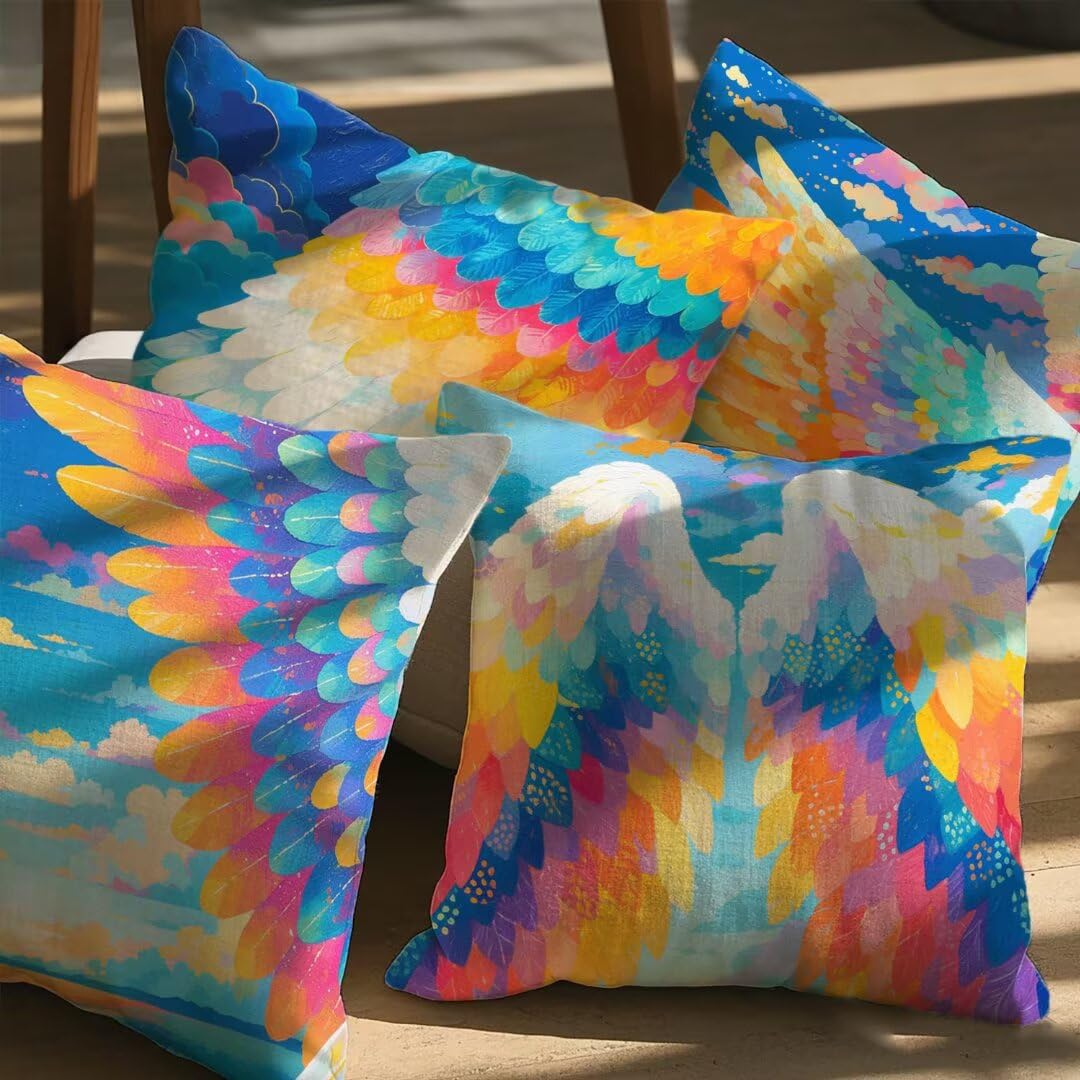 Coussins bleu pour jardin et terrasse lot de 4 housses 45x45