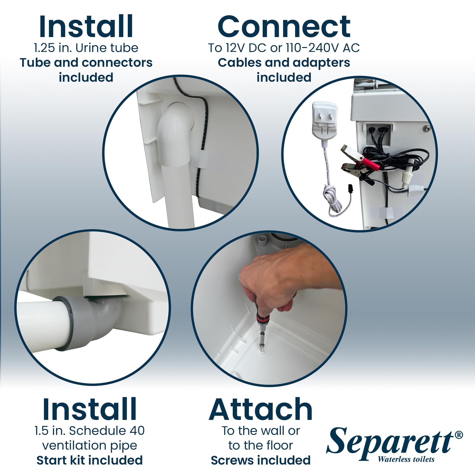 Urine separating toilet Separett Tiny® with urine hose out | Fácil de usar, no necesita aditivos, para casas pequeñas, cabañas y caravanas, con sistema de agua gris