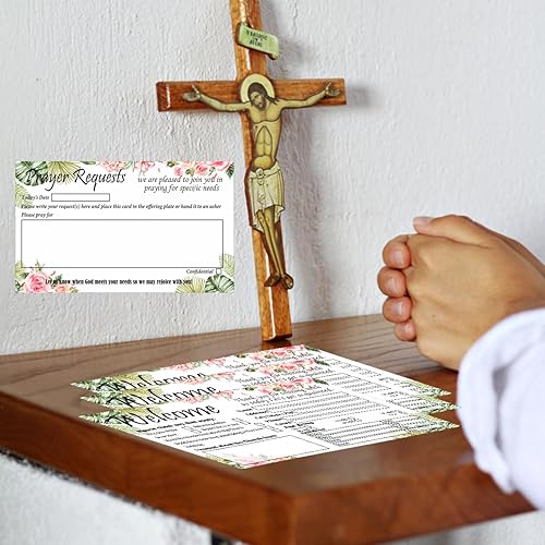 Miniatura 7 de Tarjetas de visita a la iglesia de eucalipto, postal de bienvenida a la iglesia de 5 x 7 pulgadas, solicitud de oración, visitantes y solicitud de