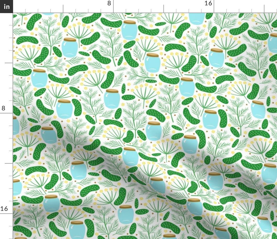Spoonflower Fabric - Pickles Pickle Food Floral Nature Flowers Pickled Cucumbers Jars Printed on Petal Signature Cotton Fabric by The Yard - Sewing Quilting Apparel Crafts Decor