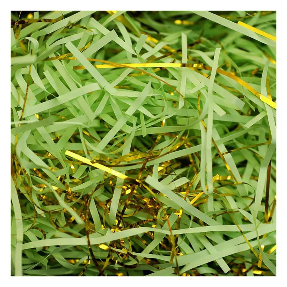 Geschenkverpackungen aus geschreddertem Papier, 2-farbiges Füllmaterial Geschenkband mit Goldfäden Papierschnitzel(Light Green,500g)