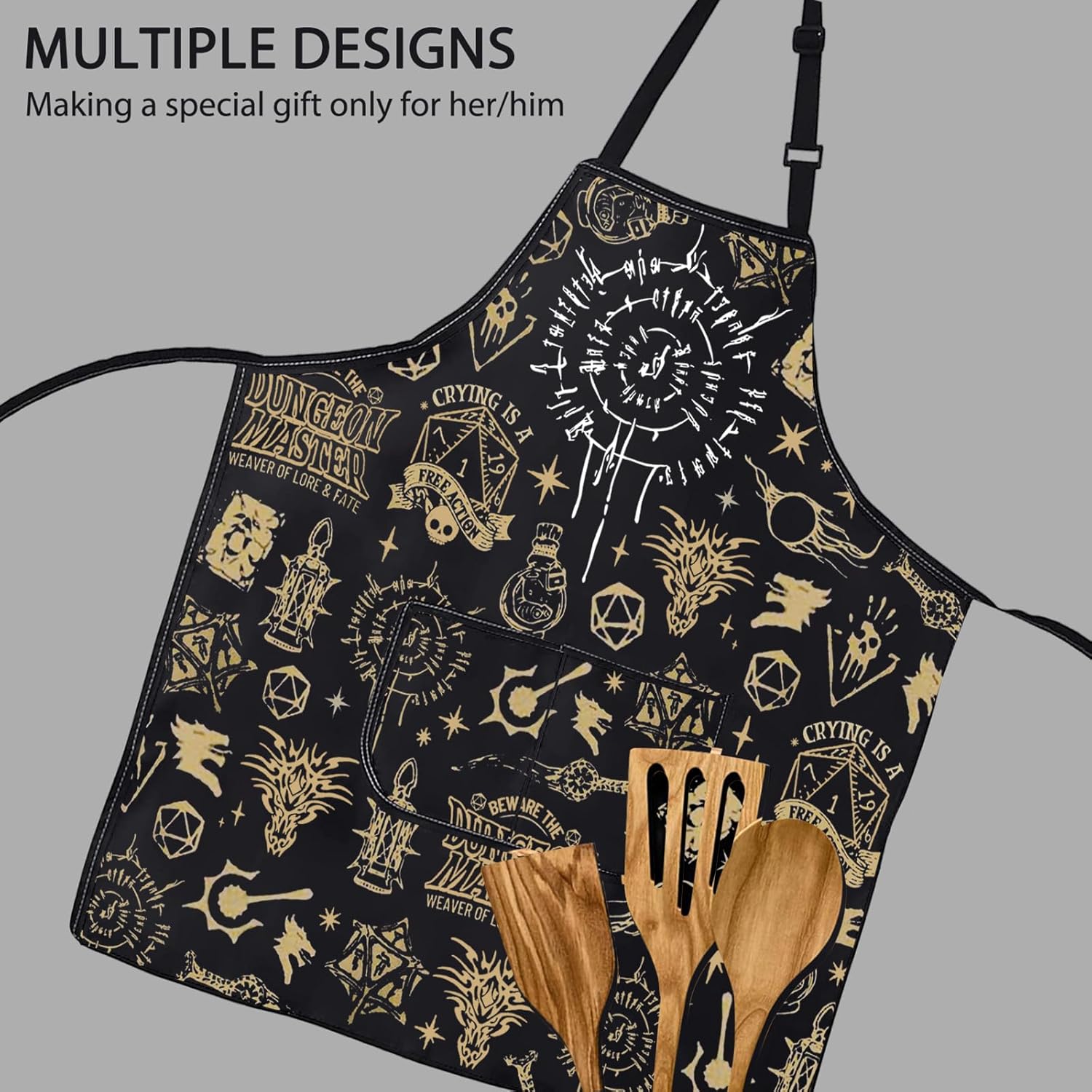 POFULL Video Game Lover Gift Role Playing Gamer Gift BG3 Gamer Merch Astarion Game Inspired Apron With Pockets - Image 4