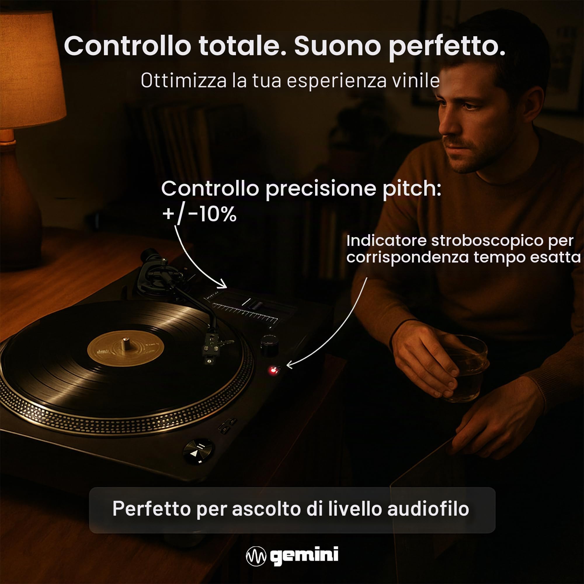 Gemini Direct Drive DJ Giradischi per dischi in vinile - Giradischi USB con preamplificatore integrato, motore ad alta coppia, controllo del passo, braccio a forma di S, 33/45/78 giri/min (TT-5000)