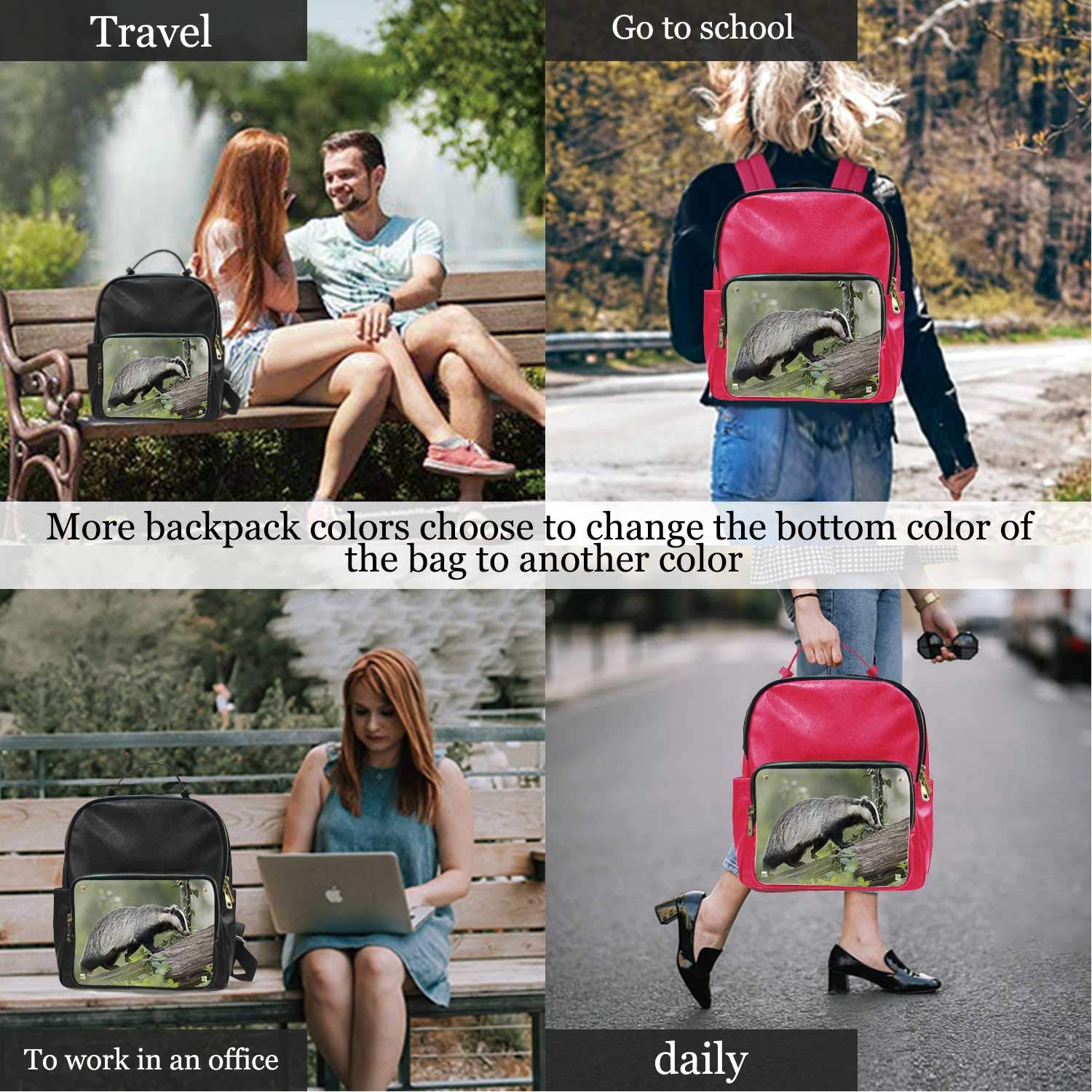 AA European Badger,Leather Sports Bag Tote ?for Women 15IN