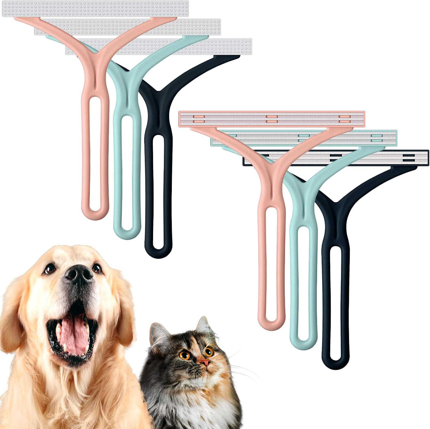 Nuogo 6 Pcs Pet Hair Remover for Couch Cat Dog Hair Remover Double Sided Lint Non Damaging Removal Tool Reusable for Furniture, Couch,…