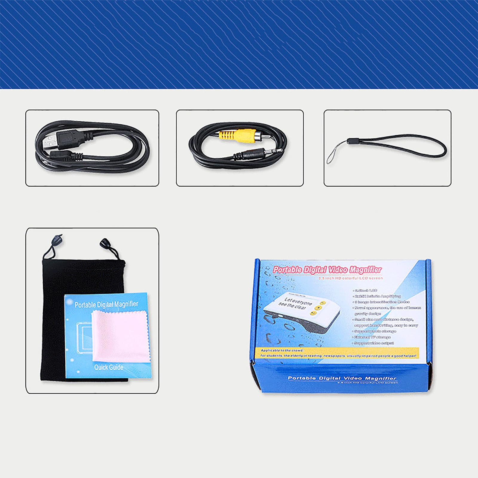 Przenośna elektroniczna pomoc w czytaniu, cyfrowa lupa z ekranem LCD 3,5 cala, powiększenie: 2X-25X, 8 trybów kolorów, może robić zdjęcia i odtwarzać funkcje, dla osób słabowidzących