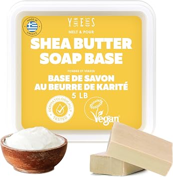 Skin Said Yes Shea Butter Soap Base - 5 Lb Melt and Pour Soap Base, Natural Soap Making Supplies, Dermatologically Tested, Vegan, Organic Soap Base - Soap Recipe Book Included