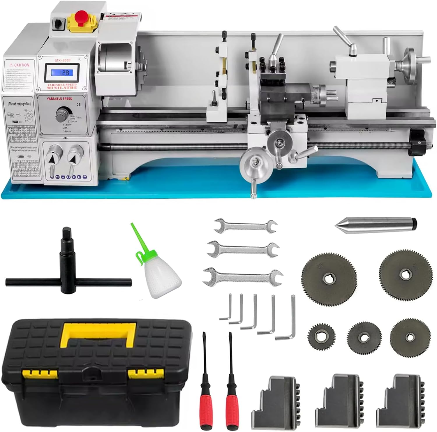 Mini Metal Lathe, 7"x 14" Benchtop Metal Lathe Machine, 0-2500RPM Variable Speed, Mini Torno Para Metal with 3-Jaw Chuck for Counter Face Turning Drilling