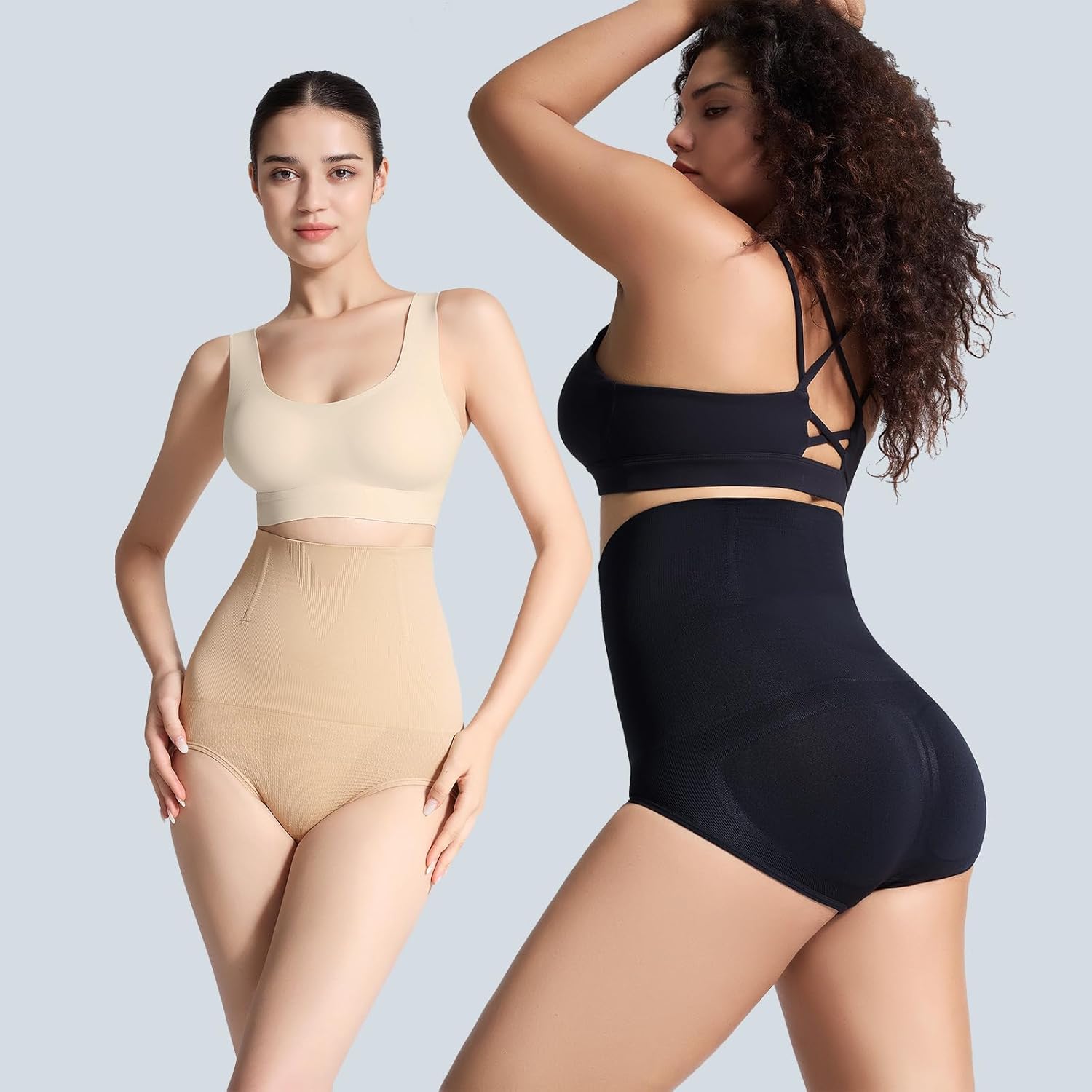 2-Pack Women's Tummy Control Shapewear Panties High-Waist Body Shaper Underwear Slimming Briefs - Image 2