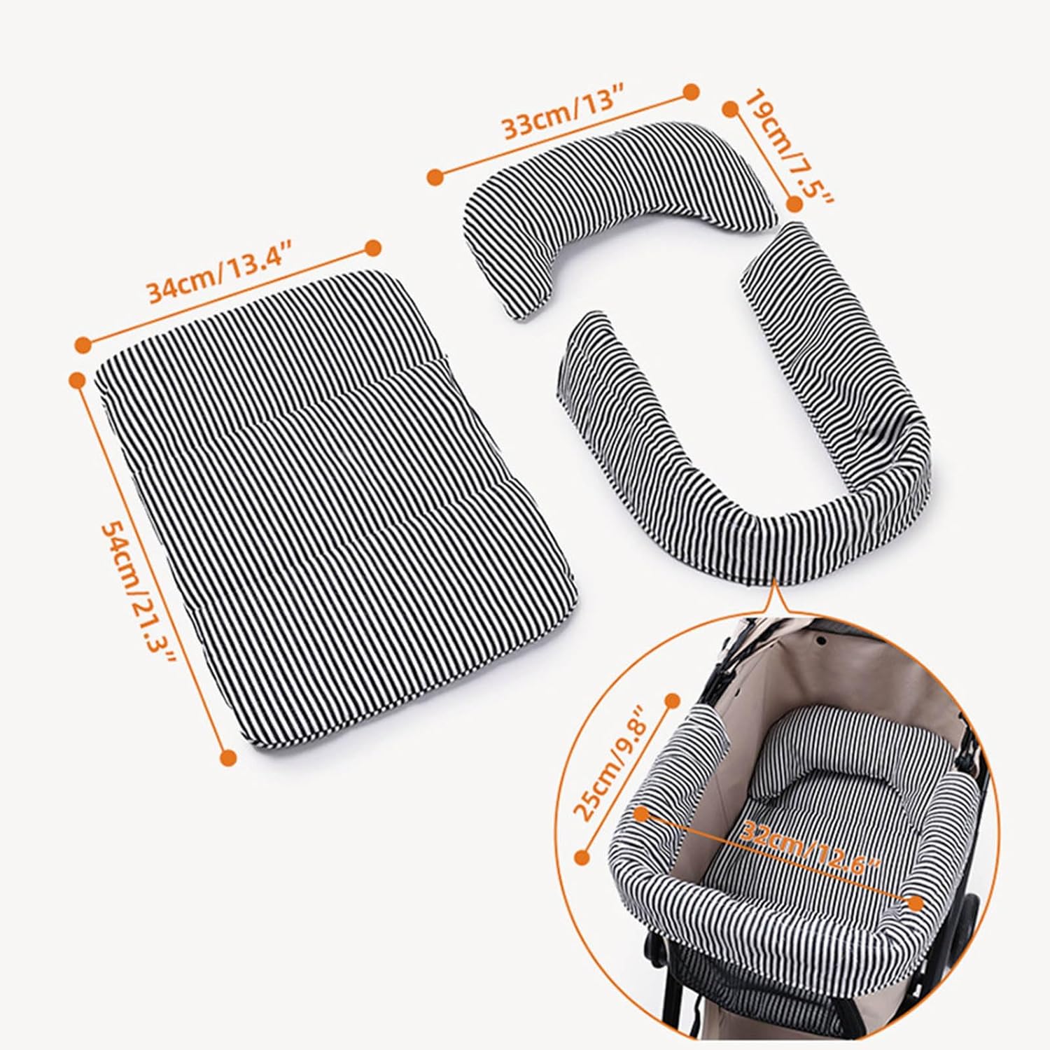 Pet Strollers Cushion Side Pad Set Easy Installation Accessory for Small Dog Cats Strollers Outdoor Use Easy to Celan