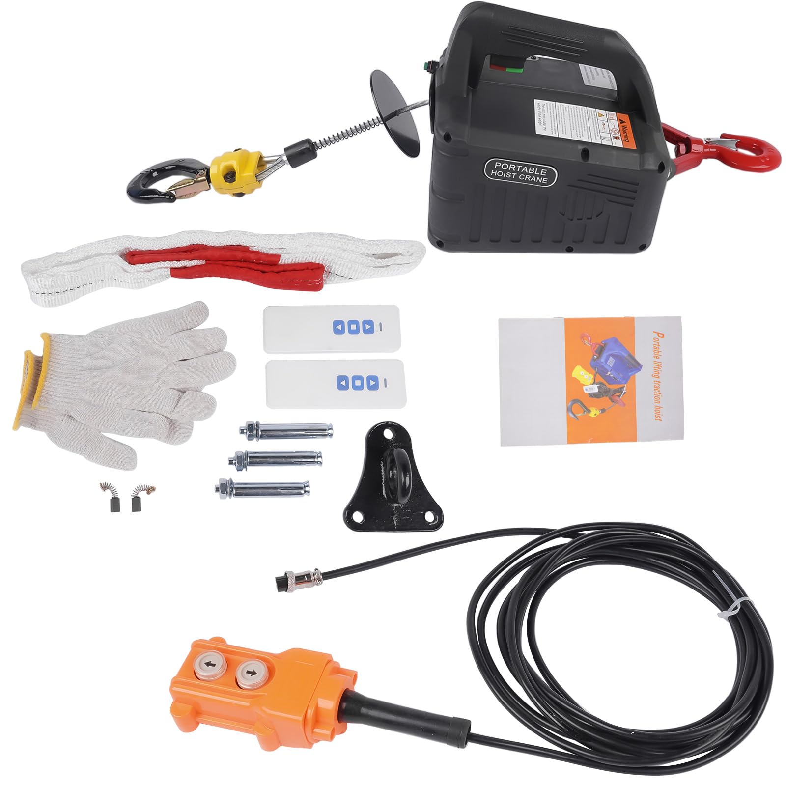 3 in 1 Elektrische Seilwinde 498.95 kg, 1500W Tragbarer Elektrischer Seilzug mit Kabelloser Fernbedienung und Überlastungsschutz, 7 m Hubhöhe, ≥4 m/min Hubgeschwindigkeit